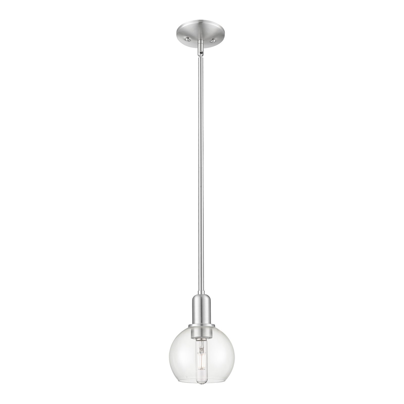 Innovations Athens 6in 1-Light Mini Pendant | Industrial Brushed Satin Nickel Steel and Clear Glass | Kitchen Island & Dining | Model 716-1S-SN-G122-6