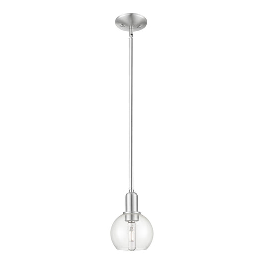 Innovations Athens 6in 1-Light Mini Pendant | Industrial Brushed Satin Nickel Steel and Clear Glass | Kitchen Island & Dining | Model 716-1S-SN-G122-6