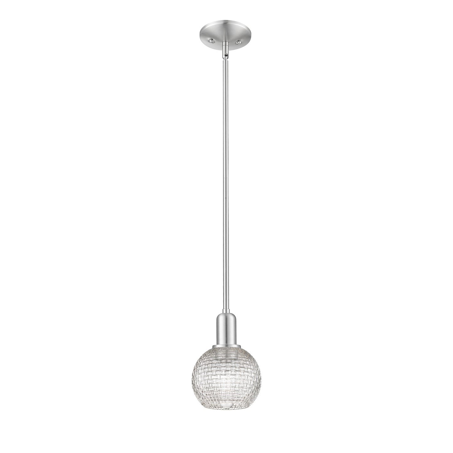 Innovations Athens 6in 1-Light Mini Pendant | Industrial Brushed Satin Nickel and Clear Basket Weave Glass | Kitchen Island & | Model 716-1S-SN-G122C-6CL