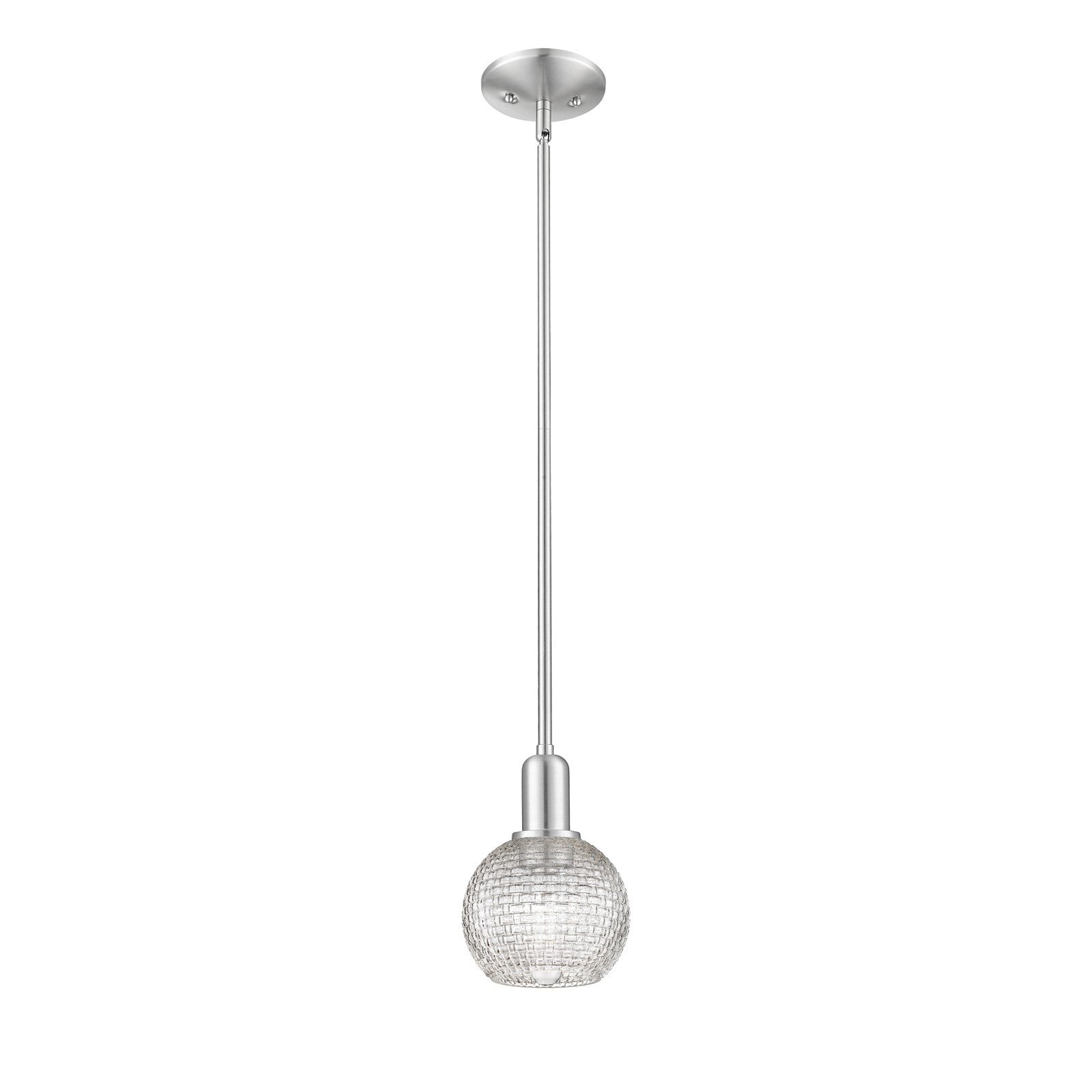 Innovations Athens 6in 1-Light Mini Pendant | Industrial Brushed Satin Nickel and Clear Basket Weave Glass | Kitchen Island & | Model 716-1S-SN-G122C-6CL