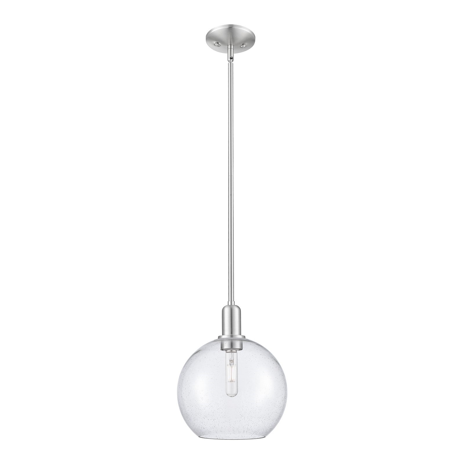 Innovations Athens 10in 1-Light Mini Pendant | Industrial Brushed Satin Nickel Steel and Seedy Glass | Kitchen Island & Dining | Model 716-1S-SN-G124-10