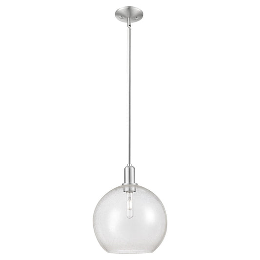 Innovations Athens 12in 1-Light Mini Pendant | Industrial Brushed Satin Nickel Steel and Seedy Glass | Kitchen Island & Dining | Model 716-1S-SN-G124-12