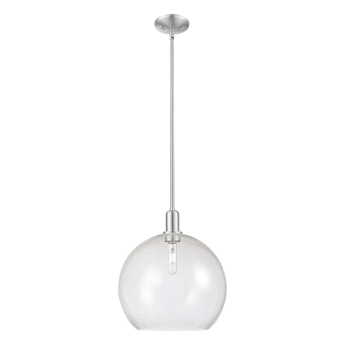 Innovations Athens 14in 1-Light Mini Pendant | Industrial Brushed Satin Nickel Steel and Seedy Glass | Kitchen Island & Dining | Model 716-1S-SN-G124-14