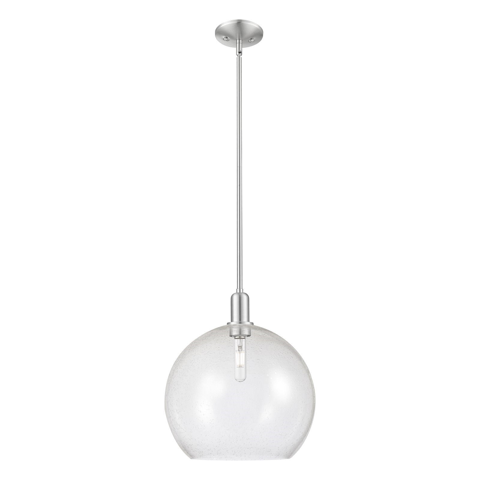 Innovations Athens 14in 1-Light Mini Pendant | Industrial Brushed Satin Nickel Steel and Seedy Glass | Kitchen Island & Dining | Model 716-1S-SN-G124-14