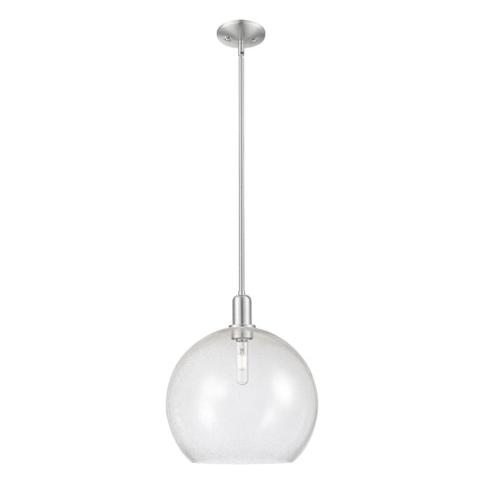 Innovations Athens 14in 1-Light Mini Pendant | Industrial Brushed Satin Nickel Steel and Seedy Glass | Kitchen Island & Dining | Model 716-1S-SN-G124-14