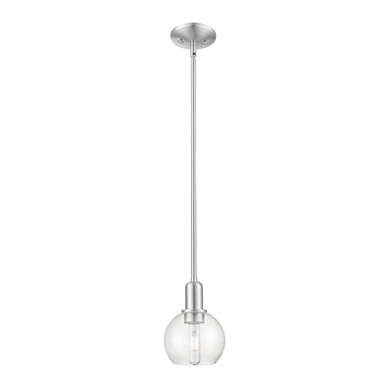 Innovations Athens 6in 1-Light Mini Pendant | Industrial Brushed Satin Nickel and Seedy Glass | Kitchen Island & Dining Room | Model 716-1S-SN-G124-6