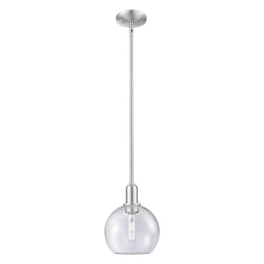 Innovations Athens 8in 1-Light Mini Pendant | Industrial Brushed Satin Nickel Steel and Seedy Glass | Kitchen Island & Dining | Model 716-1S-SN-G124-8