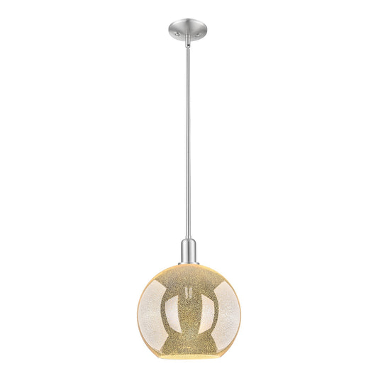 Innovations Athens 12in 1-Light Mini Pendant | Industrial Brushed Satin Nickel and Mercury Glass | Kitchen Island & Dining Room | Model 716-1S-SN-G128-12