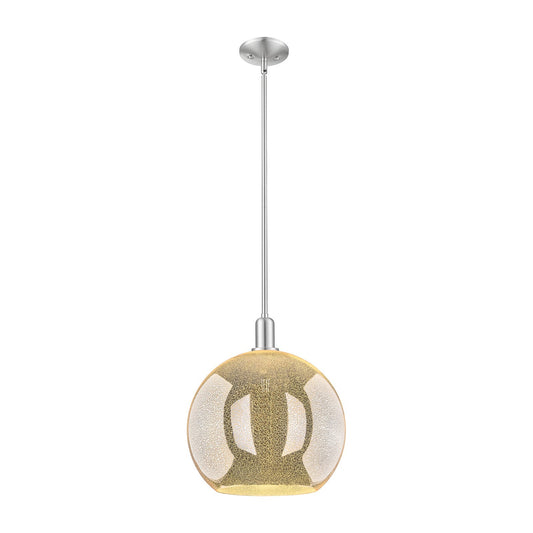 Innovations Athens 14in 1-Light Mini Pendant | Industrial Brushed Satin Nickel Steel and Mercury Glass | Kitchen Island & Dining | Model 716-1S-SN-G128-14