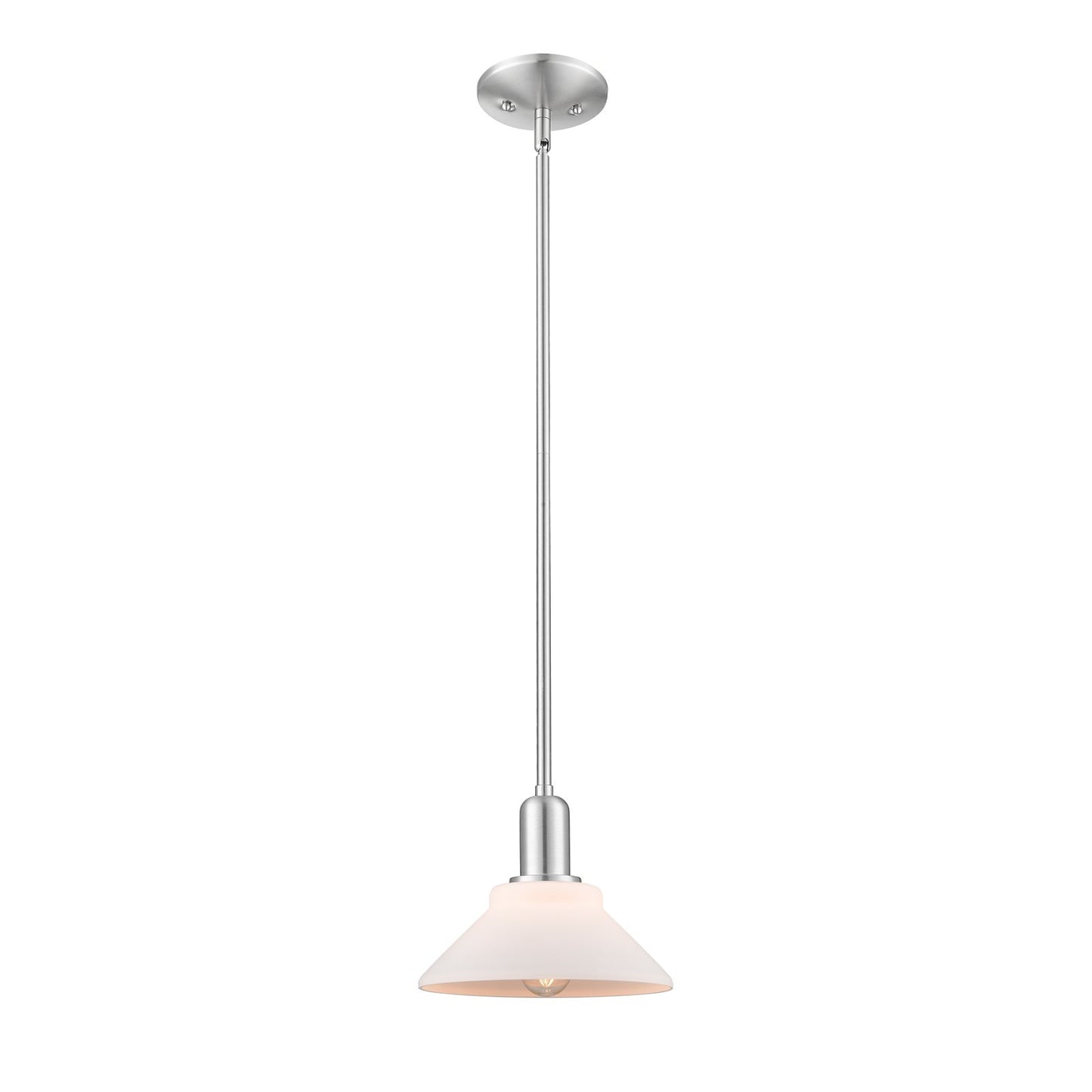 Innovations Orwell 8in 1-Light Mini Pendant | Industrial Brushed Satin Nickel and Matte White Glass | Kitchen Island & Dining Room | Model 716-1S-SN-G131