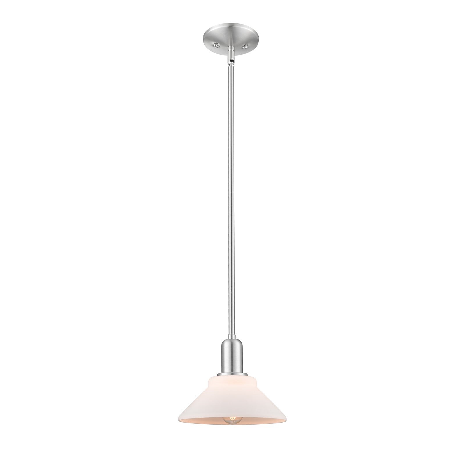 Innovations Orwell 8in 1-Light Mini Pendant | Industrial Brushed Satin Nickel and Matte White Glass | Kitchen Island & Dining Room | Model 716-1S-SN-G131