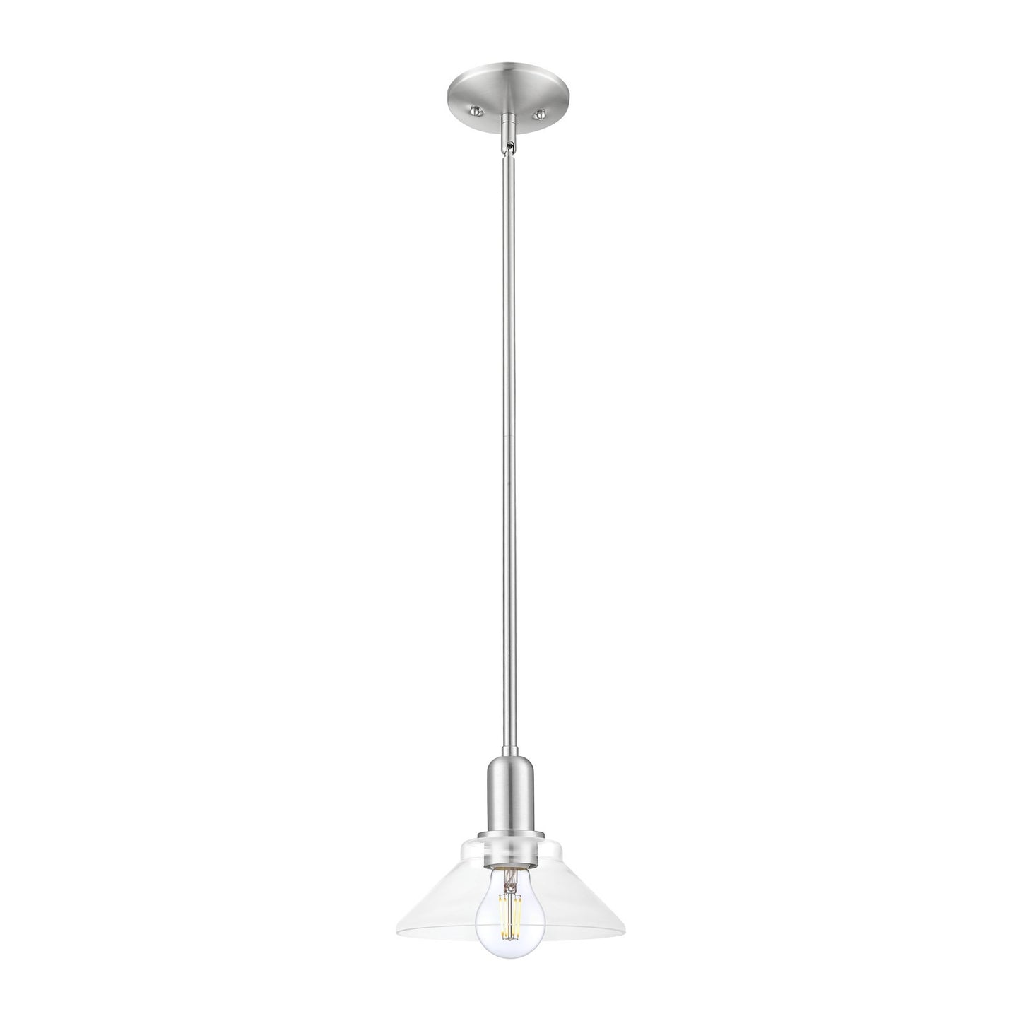 Innovations Orwell 8in 1-Light Mini Pendant | Industrial Brushed Satin Nickel Steel and Clear Glass | Kitchen Island & Dining Room | Model 716-1S-SN-G132
