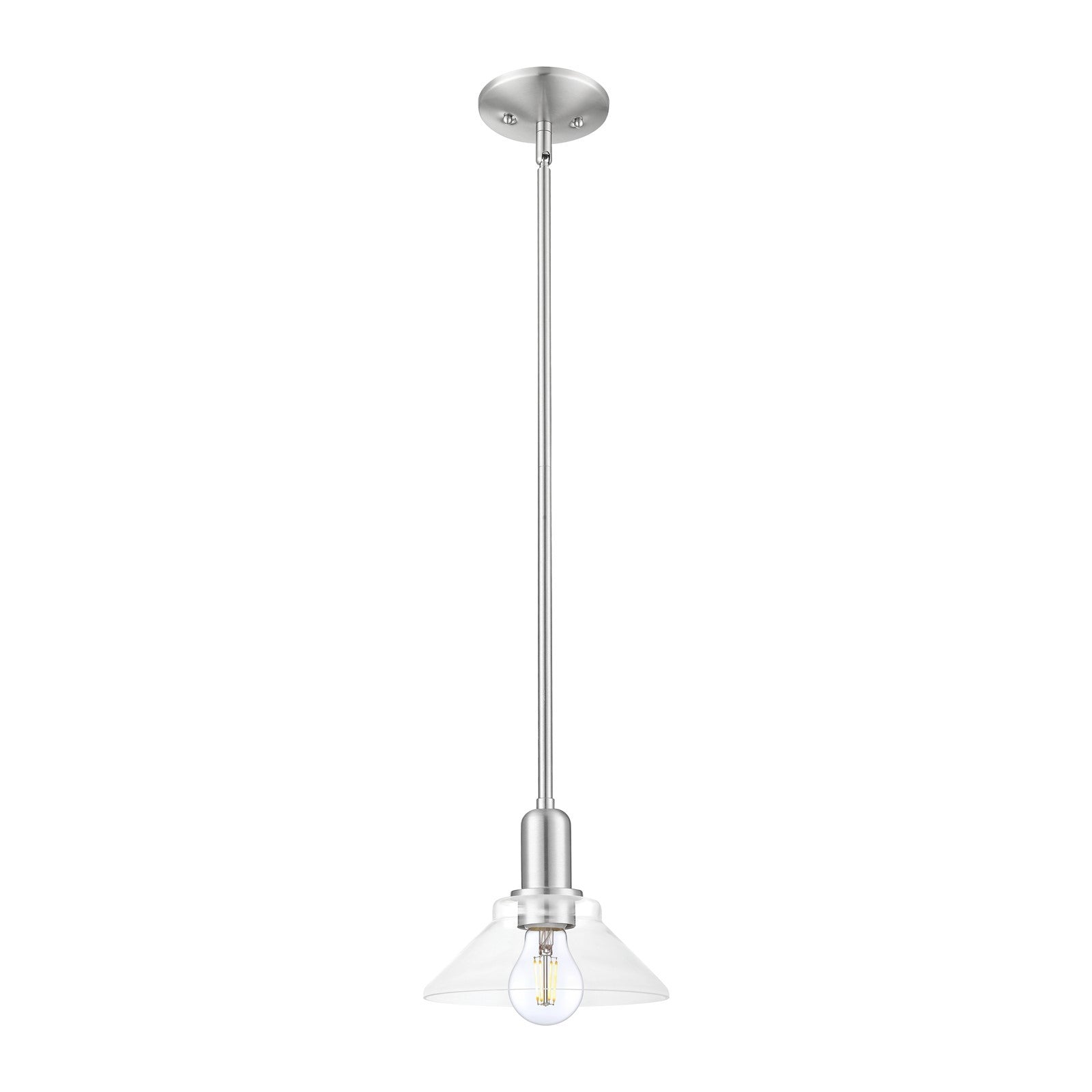 Innovations Orwell 8in 1-Light Mini Pendant | Industrial Brushed Satin Nickel Steel and Clear Glass | Kitchen Island & Dining Room | Model 716-1S-SN-G132