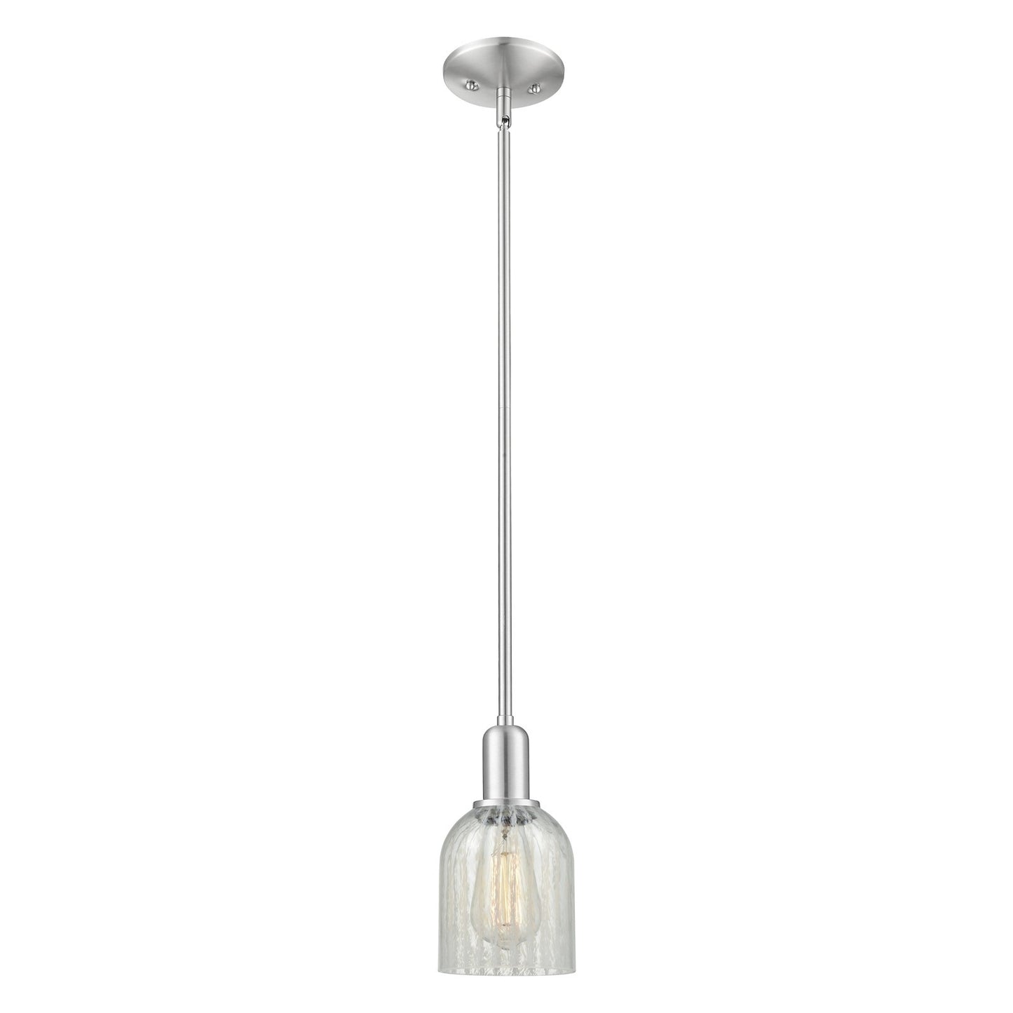 Innovations Caledonia 5in 1-Light Mini Pendant | Industrial Brushed Satin Nickel and Mouchette Glass | Kitchen Island & Dining | Model 716-1S-SN-G2511