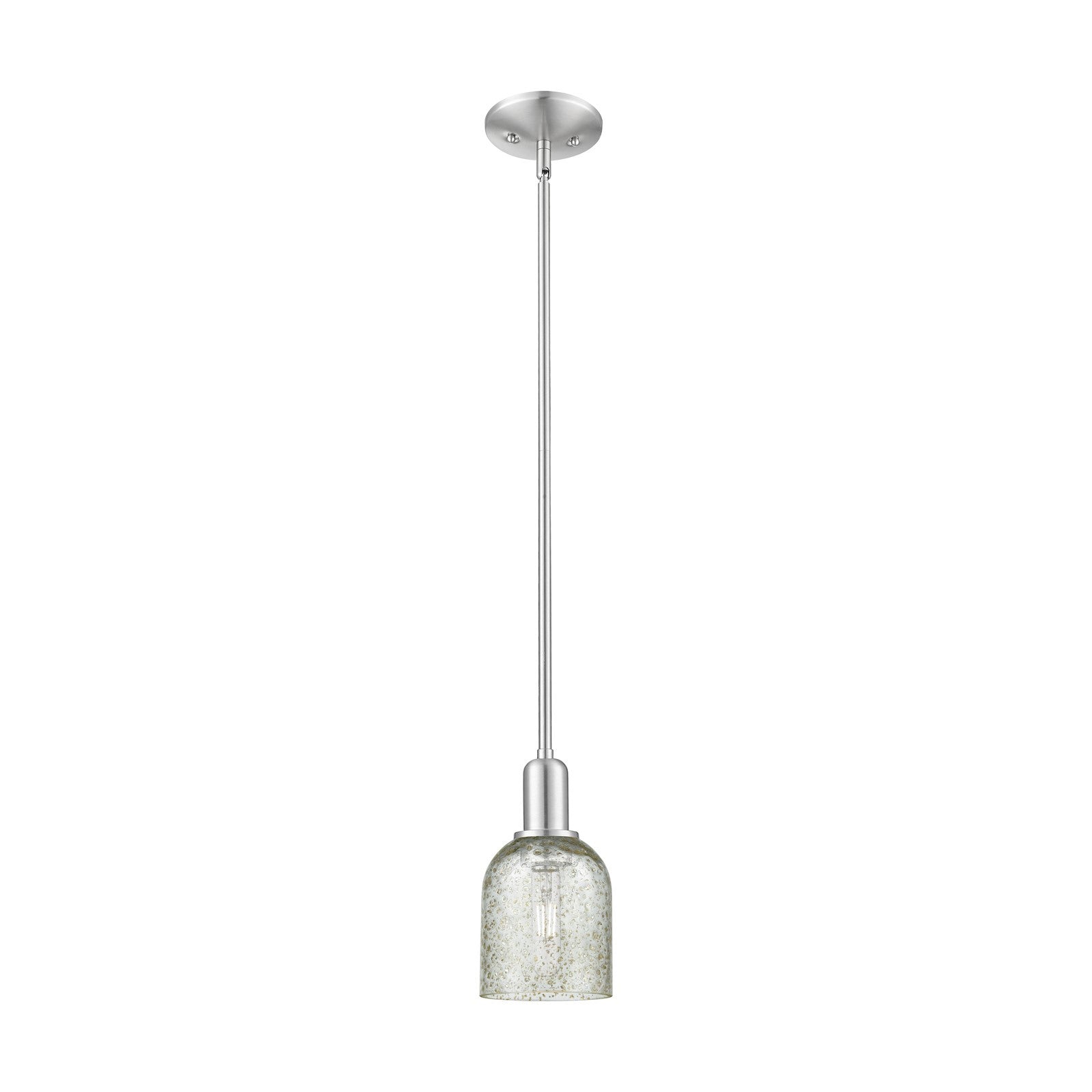 Innovations Caledonia 5in 1-Light Mini Pendant | Industrial Brushed Satin Nickel Steel and Mica Glass | Kitchen Island & Dining | Model 716-1S-SN-G259