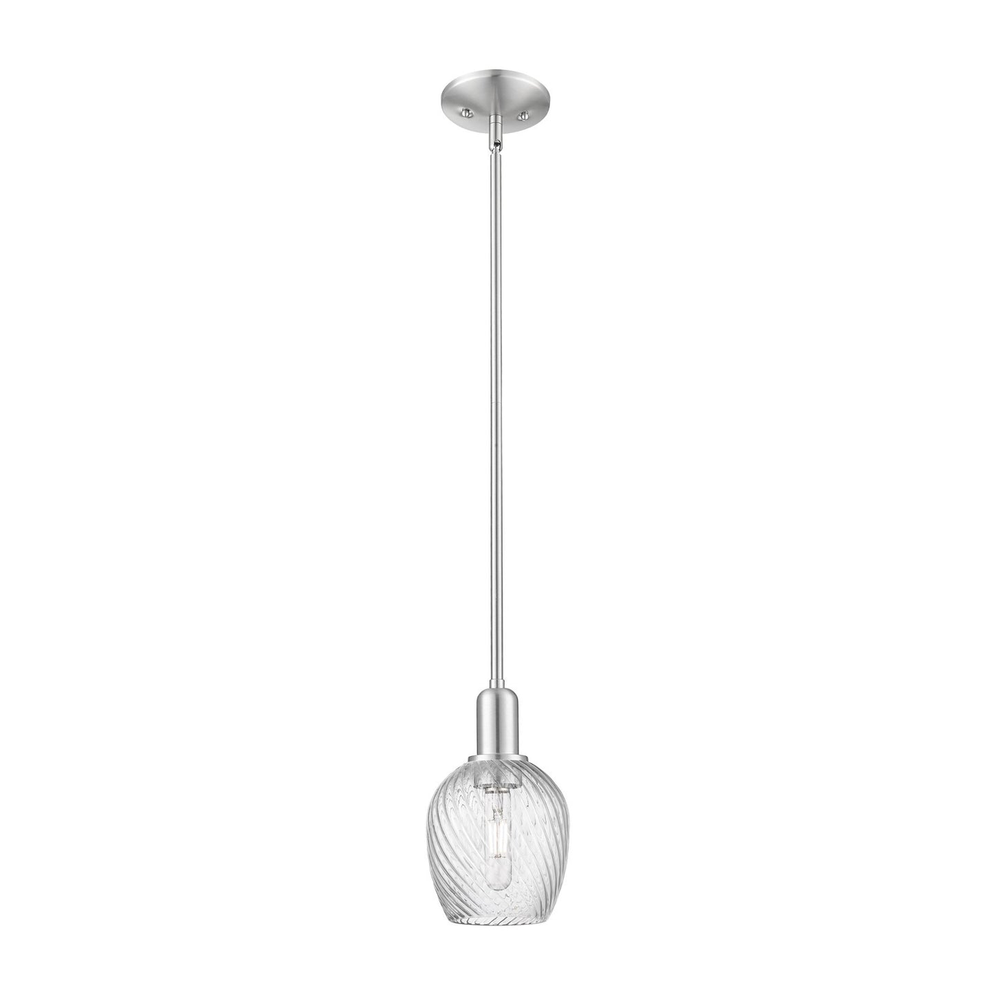 Innovations Salina 6in 1-Light Mini Pendant | Industrial Brushed Satin Nickel Steel and Clear Spiral Fluted Glass | Kitchen Island | Model 716-1S-SN-G292