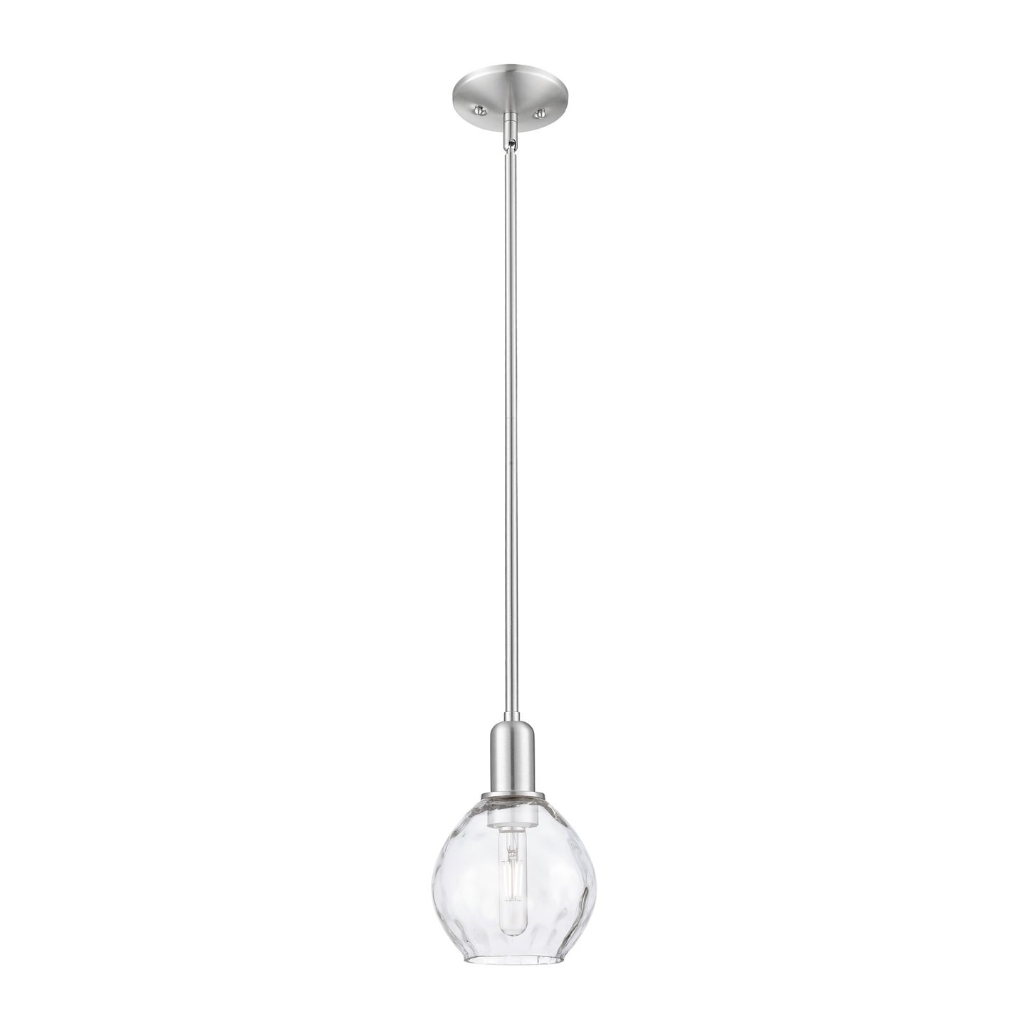 Innovations Waverly 6in 1-Light Mini Pendant | Industrial Brushed Satin Nickel Steel and Clear Water Glass | Kitchen Island & | Model 716-1S-SN-G362