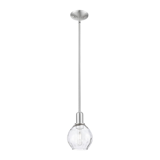 Innovations Waverly 6in 1-Light Mini Pendant | Industrial Brushed Satin Nickel Steel and Clear Water Glass | Kitchen Island & | Model 716-1S-SN-G362