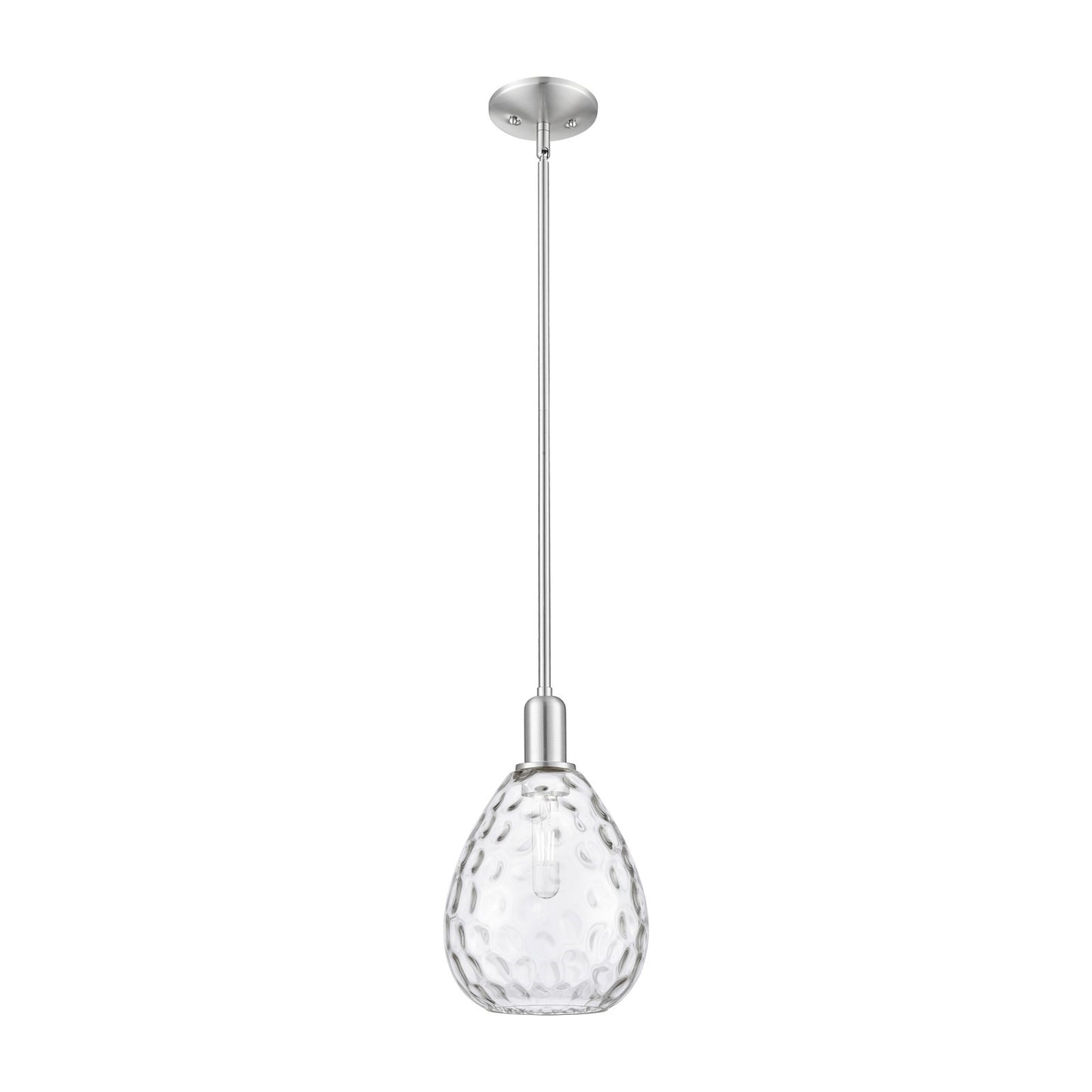 Innovations Waverly 8in 1-Light Mini Pendant | Industrial Brushed Satin Nickel Steel and Clear Glass | Kitchen Island & Dining Room | Model 716-1S-SN-G372