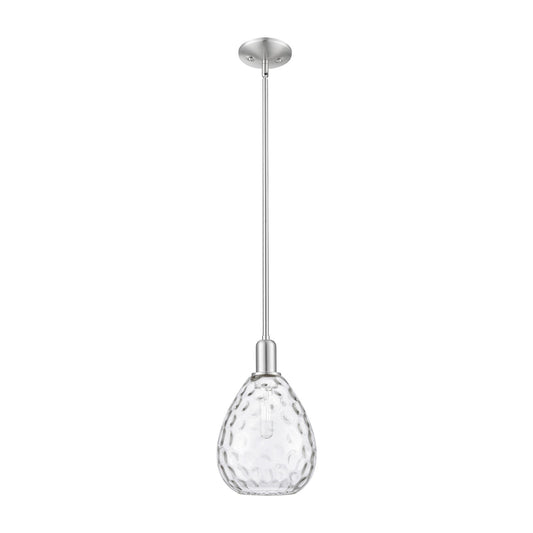 Innovations Waverly 8in 1-Light Mini Pendant | Industrial Brushed Satin Nickel Steel and Clear Glass | Kitchen Island & Dining Room | Model 716-1S-SN-G372