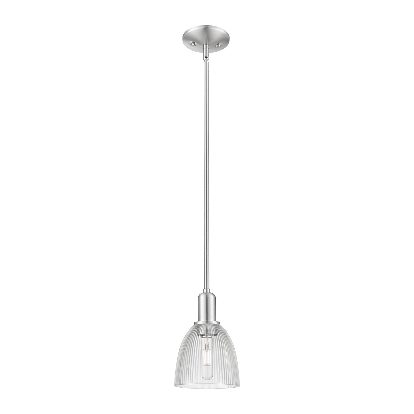 Innovations Castile 6in 1-Light Mini Pendant | Industrial Brushed Satin Nickel and Clear Glass | Kitchen Island & Dining Room | 6 x | Model 716-1S-SN-G382