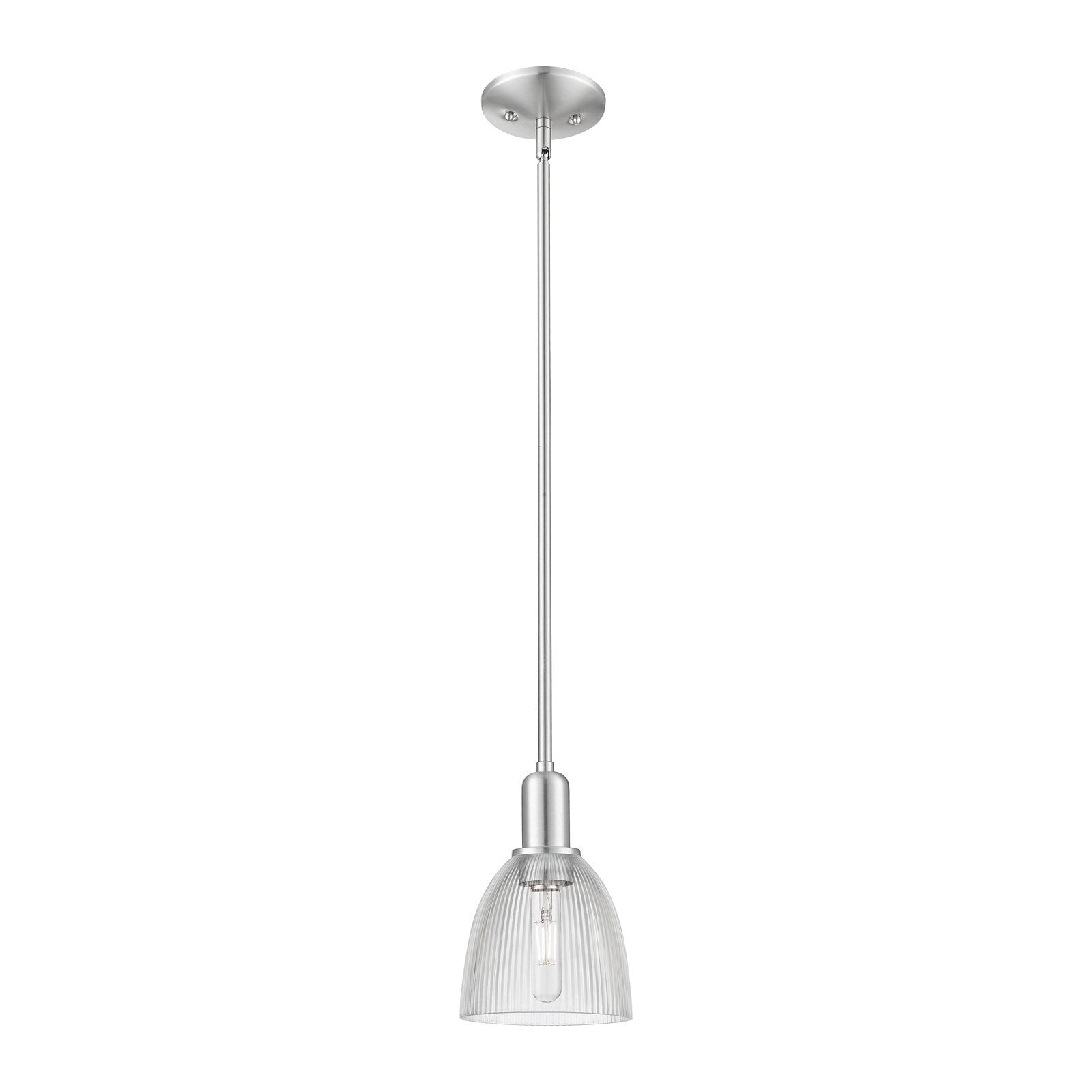 Innovations Castile 6in 1-Light Mini Pendant | Industrial Brushed Satin Nickel and Clear Glass | Kitchen Island & Dining Room | 6 x | Model 716-1S-SN-G382