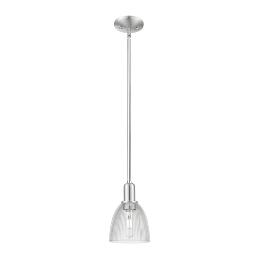 Innovations Castile 6in 1-Light Mini Pendant | Industrial Brushed Satin Nickel and Clear Glass | Kitchen Island & Dining Room | 6 x | Model 716-1S-SN-G382