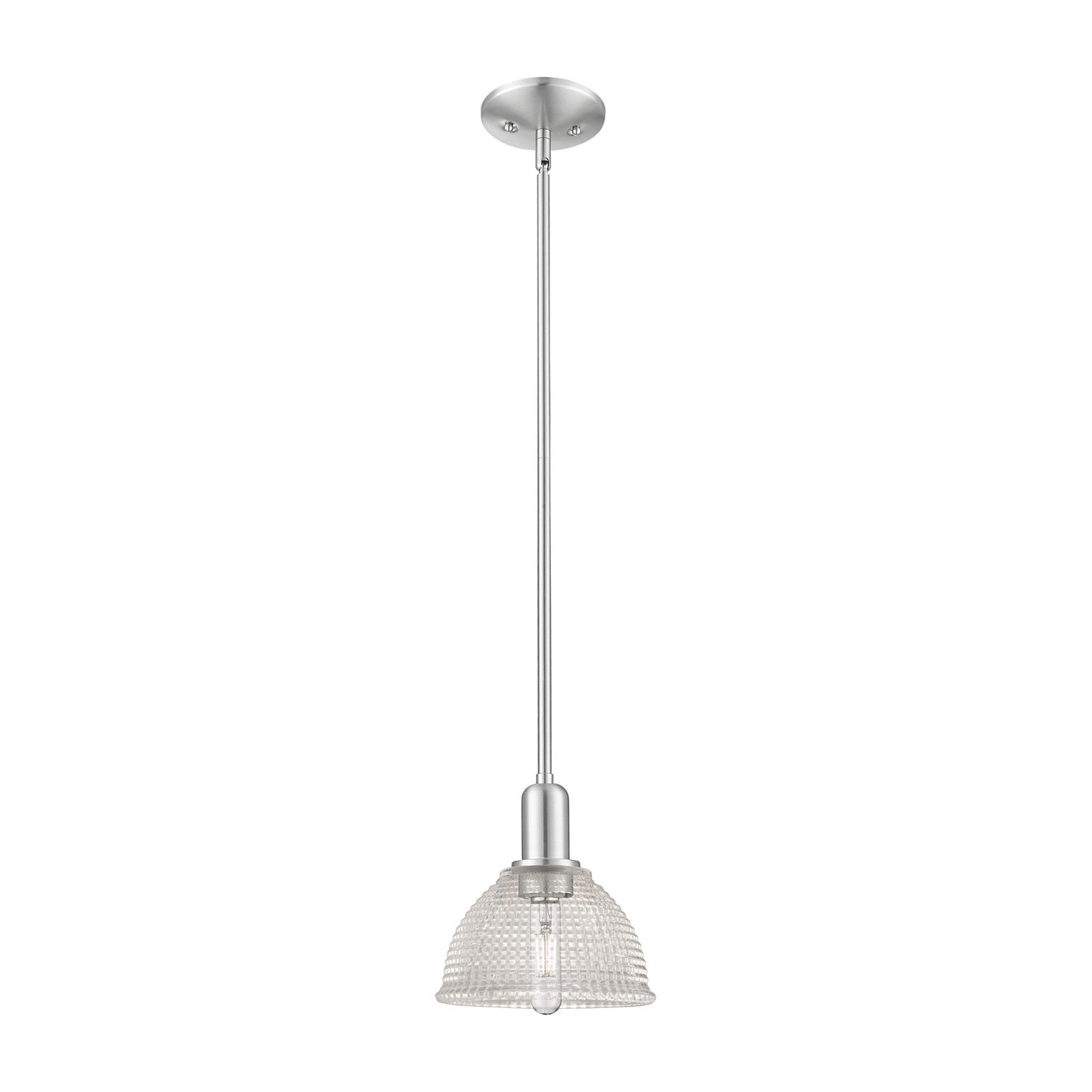 Innovations Arietta 8in 1-Light Mini Pendant | Industrial Brushed Satin Nickel Steel and Clear Glass | Kitchen Island & Dining Room | Model 716-1S-SN-G422
