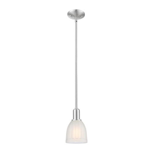 Innovations Brookfield 6in 1-Light Mini Pendant | Industrial Brushed Satin Nickel and White Frosted Ribbed Glass | Kitchen Island & | Model 716-1S-SN-G441