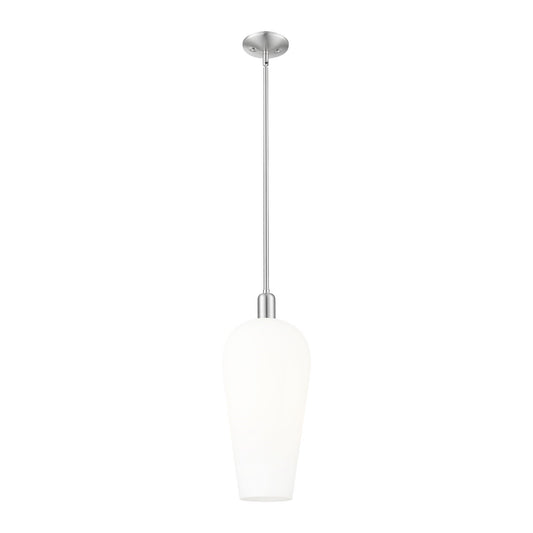 Innovations Chelsea 8in 1-Light Mini Pendant | Industrial Brushed Satin Nickel and White Glass | Kitchen Island & Dining Room | Model 716-1S-SN-G456-8WH