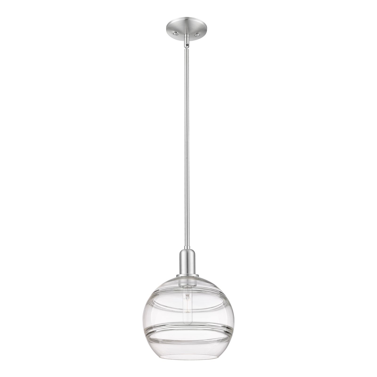 Innovations Rochester 10in 1-Light Mini Pendant | Industrial Brushed Satin Nickel Steel and Clear Glass | Kitchen Island & | Model 716-1S-SN-G556-10CL