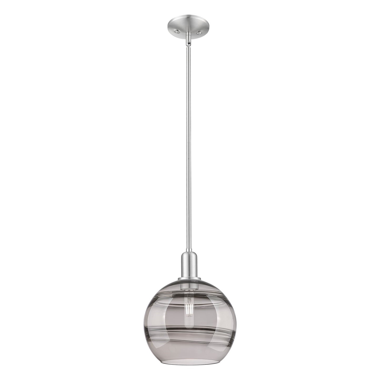 Innovations Rochester 10in 1-Light Mini Pendant | Industrial Brushed Satin Nickel and Light Smoke Glass | Kitchen Island & | Model 716-1S-SN-G556-10SM