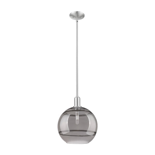 Innovations Rochester 12in 1-Light Mini Pendant | Industrial Brushed Satin Nickel and Light Smoke Glass | Kitchen Island & | Model 716-1S-SN-G556-12SM