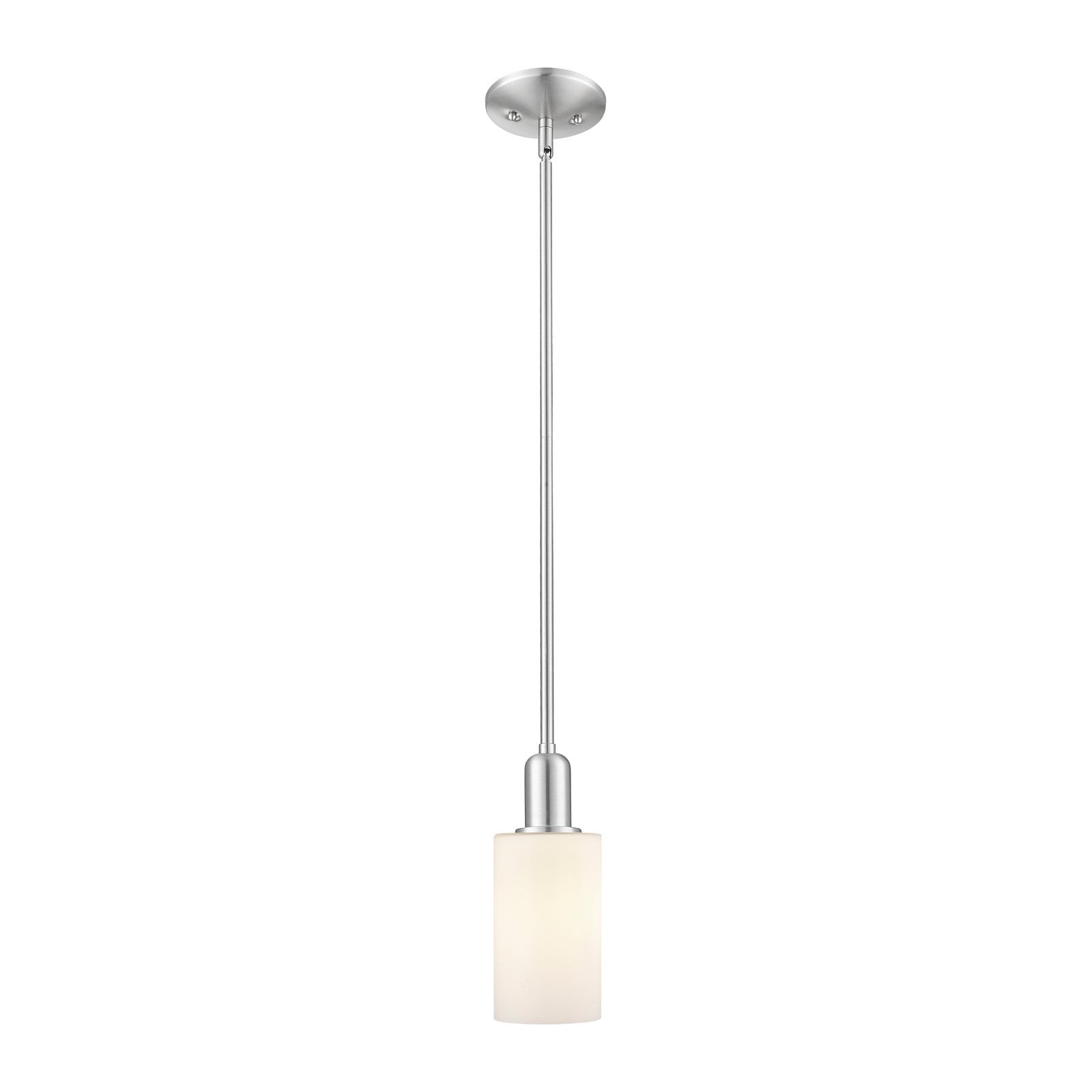 Innovations Clymer 4in 1-Light Mini Pendant | Industrial Brushed Satin Nickel and Matte White Glass | Kitchen Island & Dining Room | Model 716-1S-SN-G801