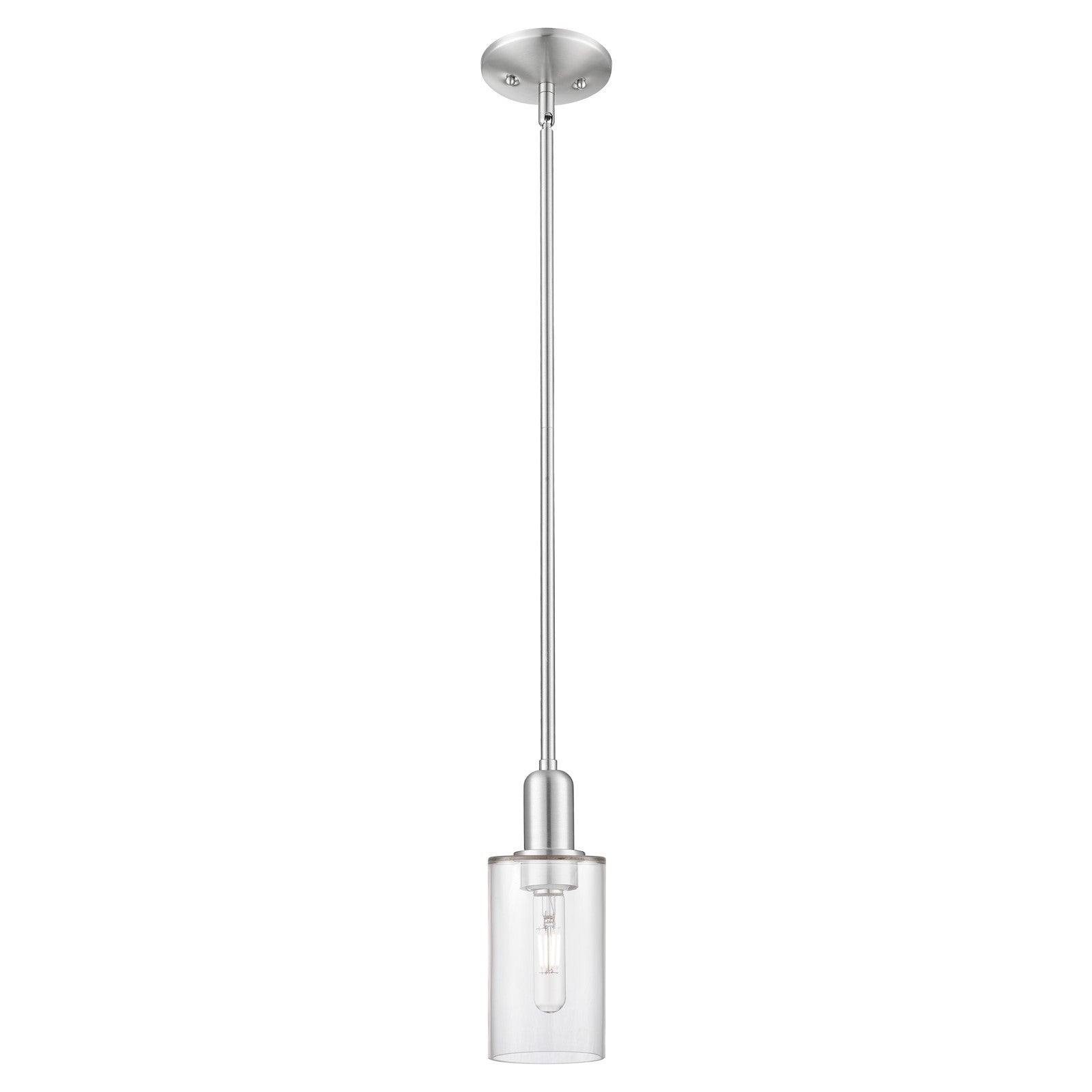 Innovations Clymer 4in 1-Light Mini Pendant | Industrial Brushed Satin Nickel Steel and Clear Glass | Kitchen Island & Dining Room | Model 716-1S-SN-G802