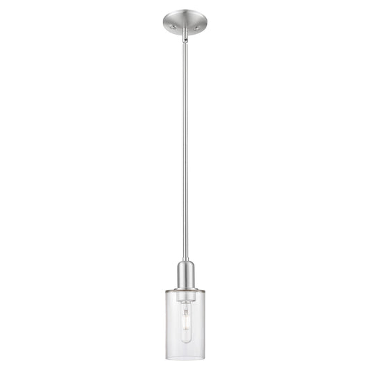 Innovations Clymer 4in 1-Light Mini Pendant | Industrial Brushed Satin Nickel Steel and Clear Glass | Kitchen Island & Dining Room | Model 716-1S-SN-G802