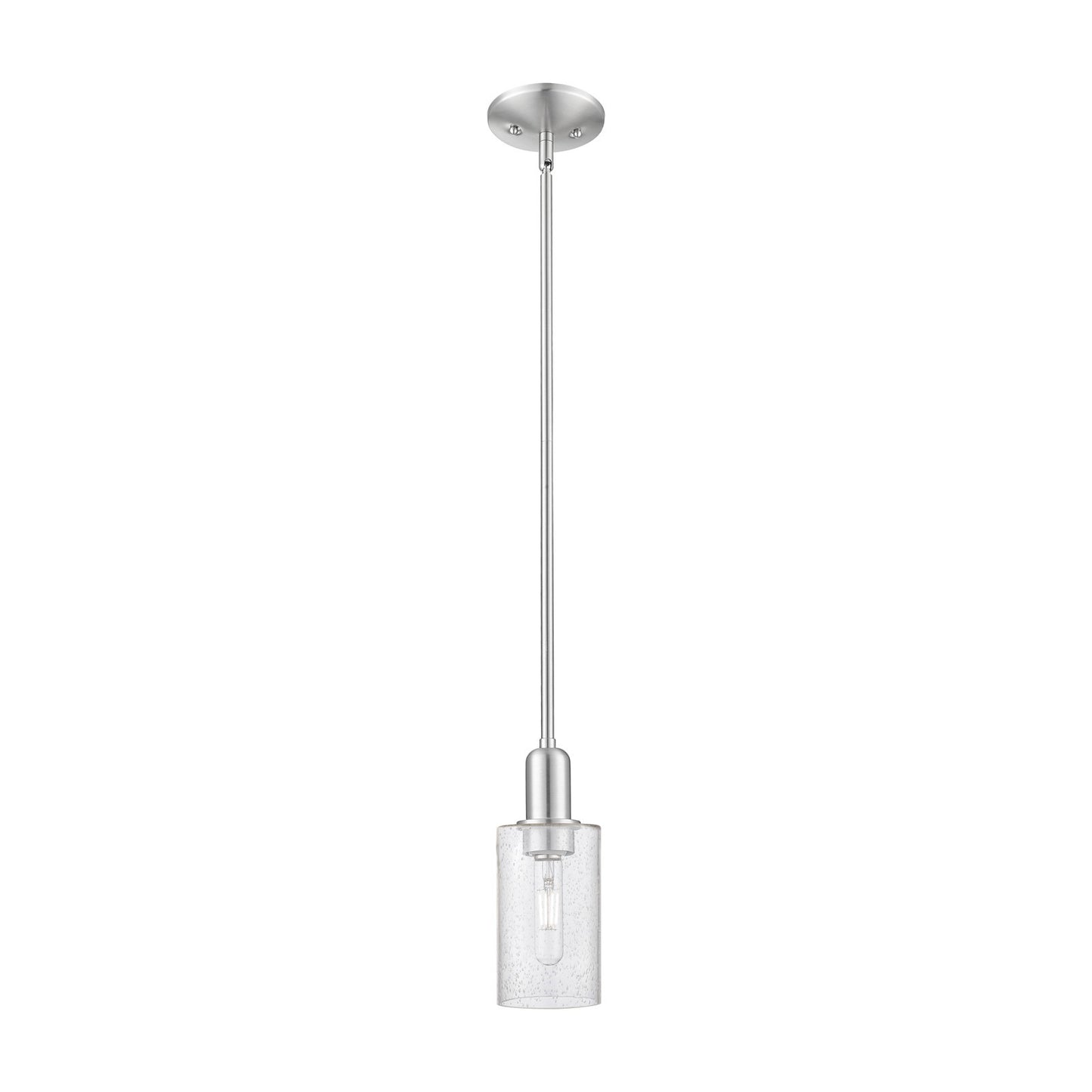 Innovations Clymer 4in 1-Light Mini Pendant | Industrial Brushed Satin Nickel Steel and Seedy Glass | Kitchen Island & Dining Room | Model 716-1S-SN-G804