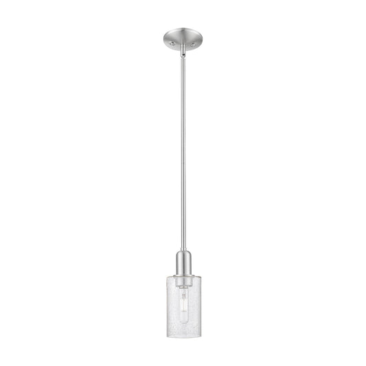Innovations Clymer 4in 1-Light Mini Pendant | Industrial Brushed Satin Nickel Steel and Seedy Glass | Kitchen Island & Dining Room | Model 716-1S-SN-G804