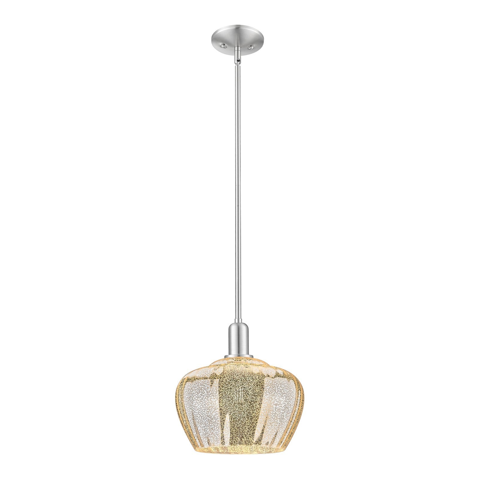 Innovations Fenton 11in 1-Light Mini Pendant | Industrial Brushed Satin Nickel and Mercury Ribbed Glass | Kitchen Island & Dining | Model 716-1S-SN-G96-L