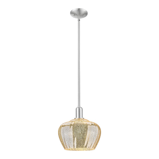 Innovations Fenton 11in 1-Light Mini Pendant | Industrial Brushed Satin Nickel and Mercury Ribbed Glass | Kitchen Island & Dining | Model 716-1S-SN-G96-L