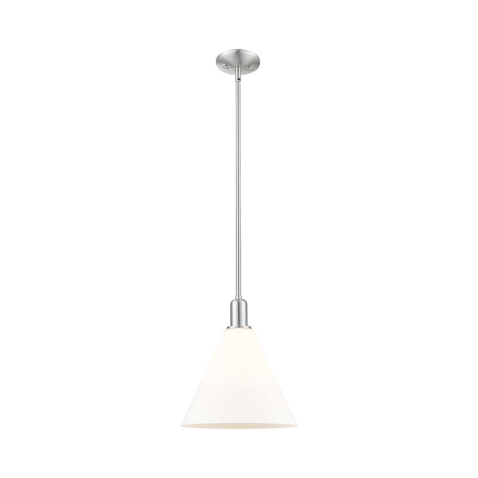 Innovations Berkshire Glass 12in 1-Light Mini Pendant | Industrial Brushed Satin Nickel and Matte White Glass | Kitchen Island & | Model 716-1S-SN-GBC-121