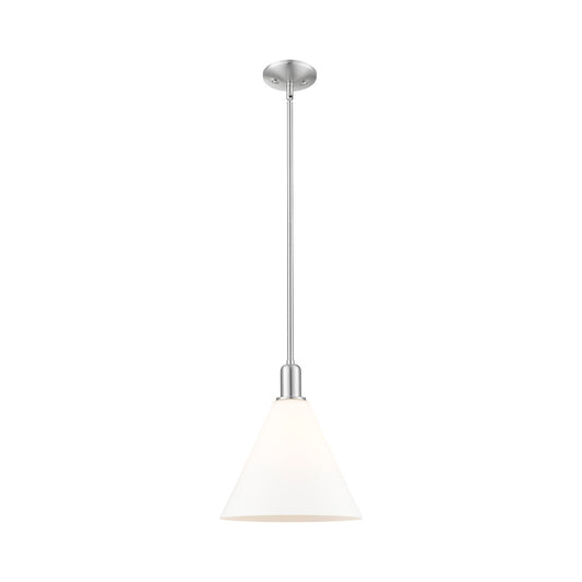 Innovations Berkshire Glass 12in 1-Light Mini Pendant | Industrial Brushed Satin Nickel and Matte White Glass | Kitchen Island & | Model 716-1S-SN-GBC-121