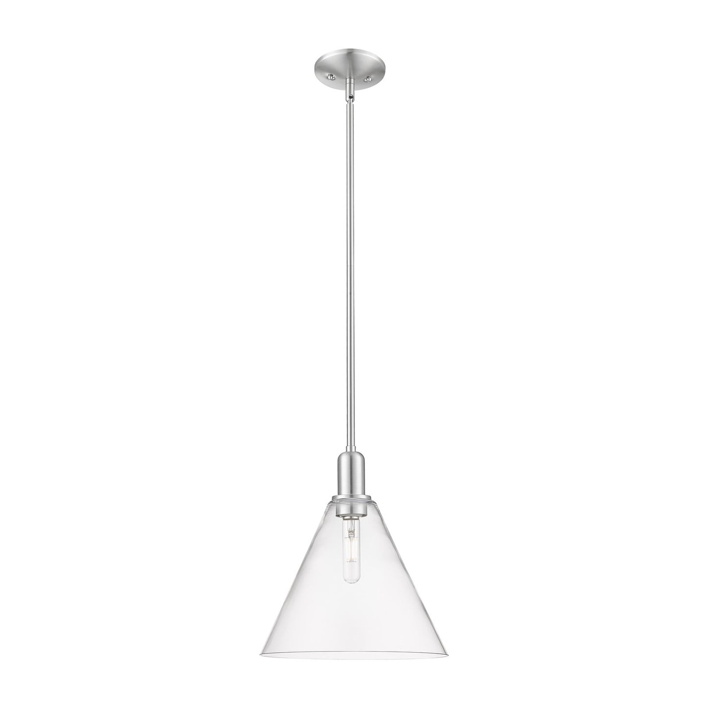 Innovations Berkshire Glass 12in 1-Light Mini Pendant | Industrial Brushed Satin Nickel and Clear Glass | Kitchen Island & | Model 716-1S-SN-GBC-122