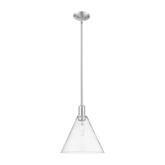 Innovations Berkshire Glass 12in 1-Light Mini Pendant | Industrial Brushed Satin Nickel and Clear Glass | Kitchen Island & | Model 716-1S-SN-GBC-122