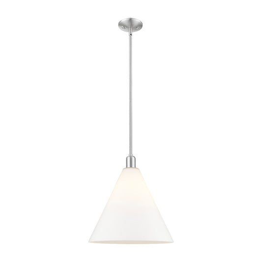 Innovations Berkshire Glass 16in 1-Light Mini Pendant | Industrial Brushed Satin Nickel and Matte White Glass | Kitchen Island & | Model 716-1S-SN-GBC-161