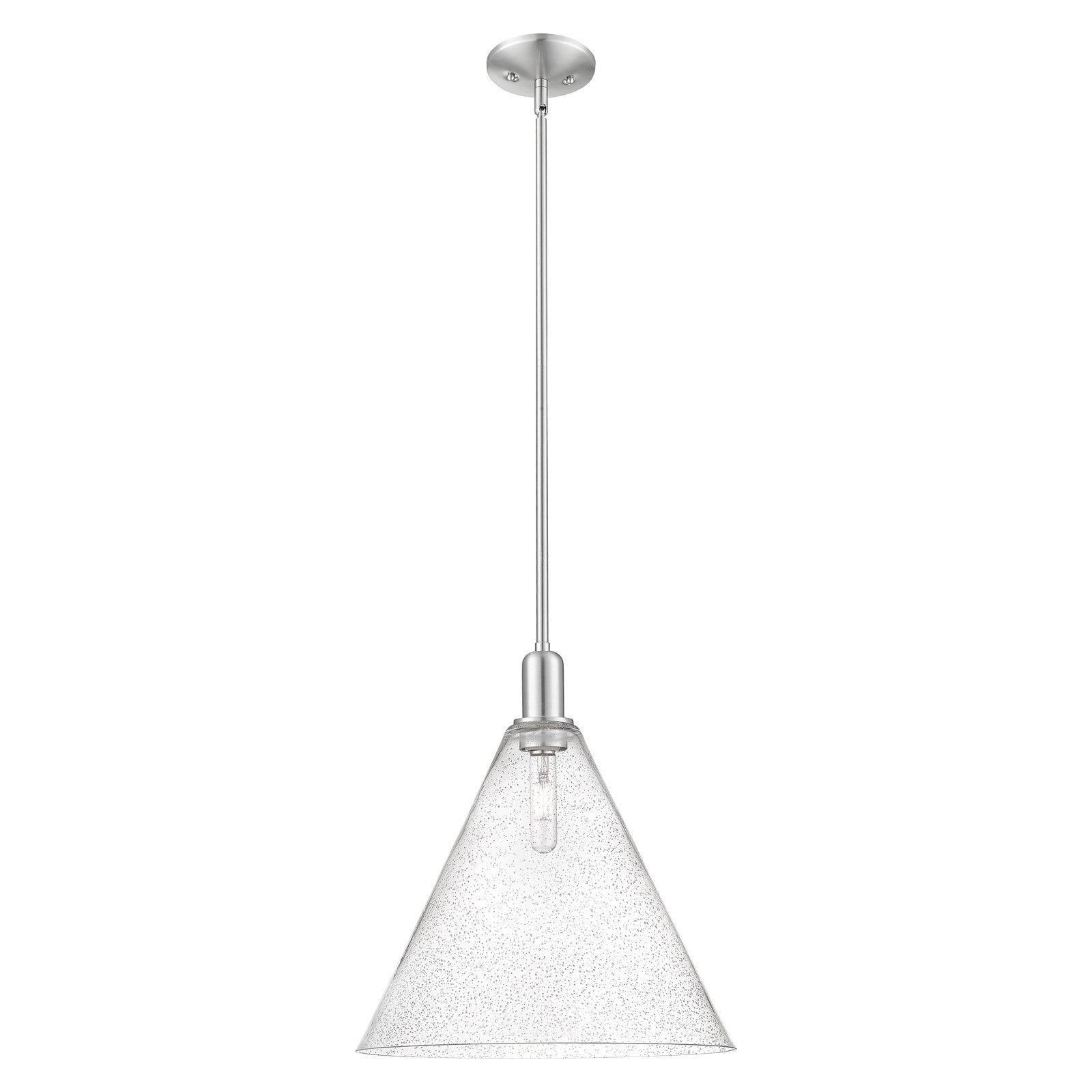 Innovations Berkshire Glass 16in 1-Light Mini Pendant | Industrial Brushed Satin Nickel and Seedy Glass | Kitchen Island & | Model 716-1S-SN-GBC-164