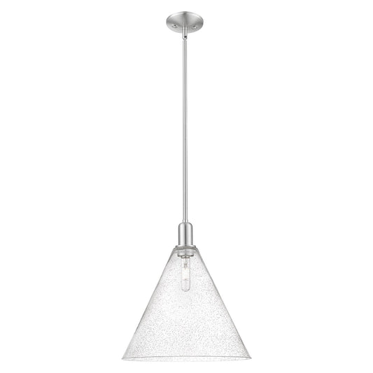 Innovations Berkshire Glass 16in 1-Light Mini Pendant | Industrial Brushed Satin Nickel and Seedy Glass | Kitchen Island & | Model 716-1S-SN-GBC-164