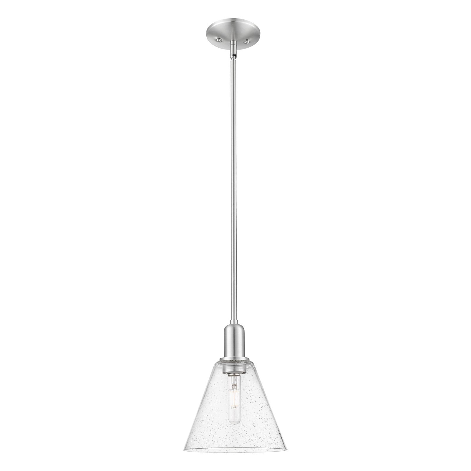 Innovations Berkshire Glass 8in 1-Light Mini Pendant | Industrial Brushed Satin Nickel and Seedy Glass | Kitchen Island & Dining | Model 716-1S-SN-GBC-84