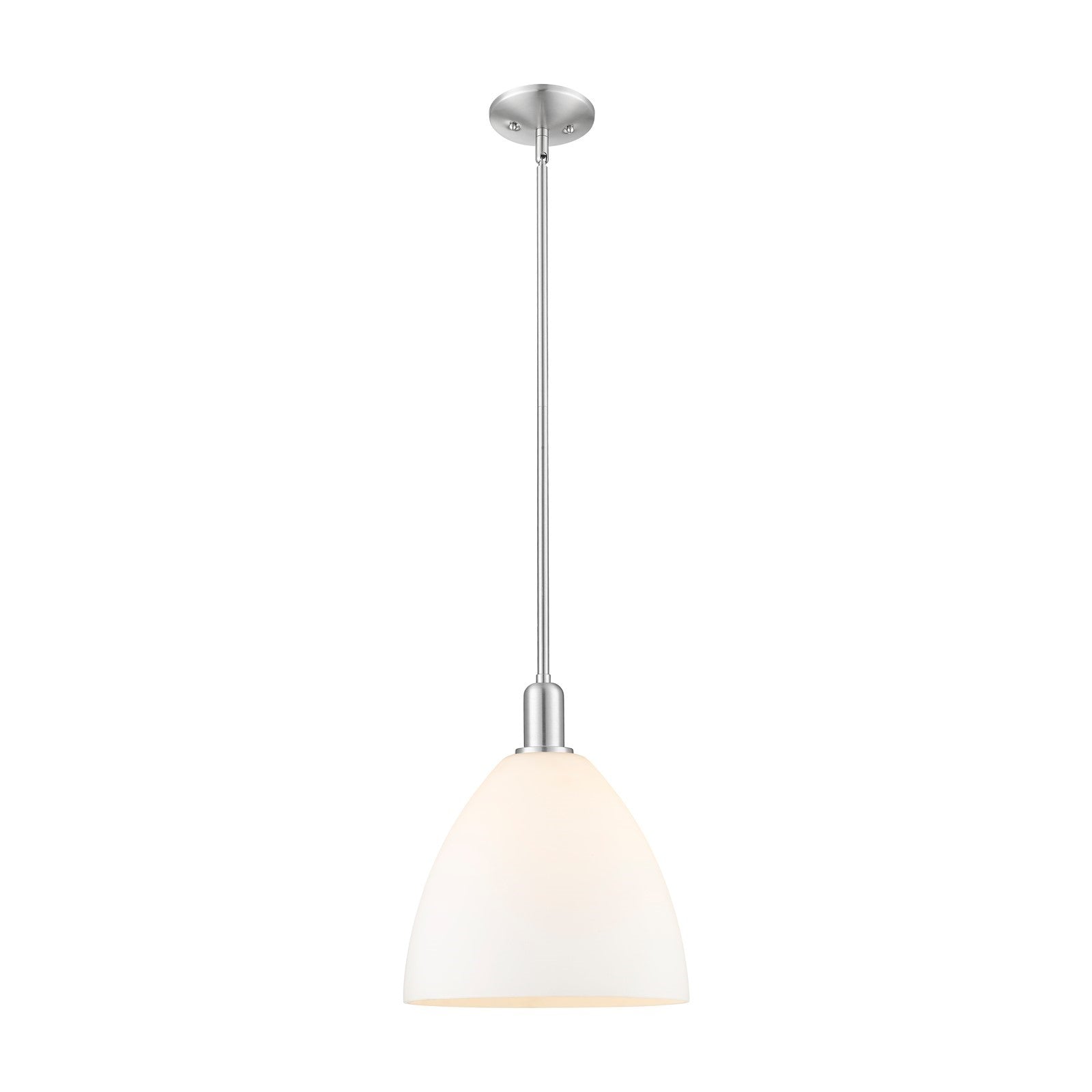 Innovations Bristol 12in 1-Light Mini Pendant | Industrial Brushed Satin Nickel and Matte White Glass | Kitchen Island & Dining | Model 716-1S-SN-GBD-121