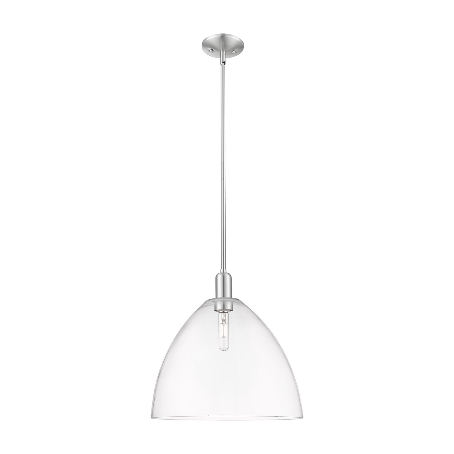 Innovations Bristol 16in 1-Light Mini Pendant | Industrial Brushed Satin Nickel Steel and Clear Glass | Kitchen Island & Dining | Model 716-1S-SN-GBD-162